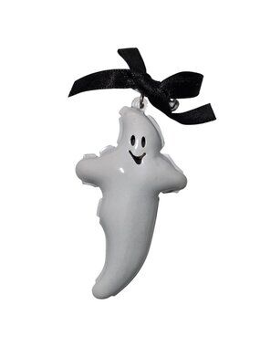 Halloween Ghost Enamel Lapel Pin Black Bow Accent Cute Spooky Season Accessories
